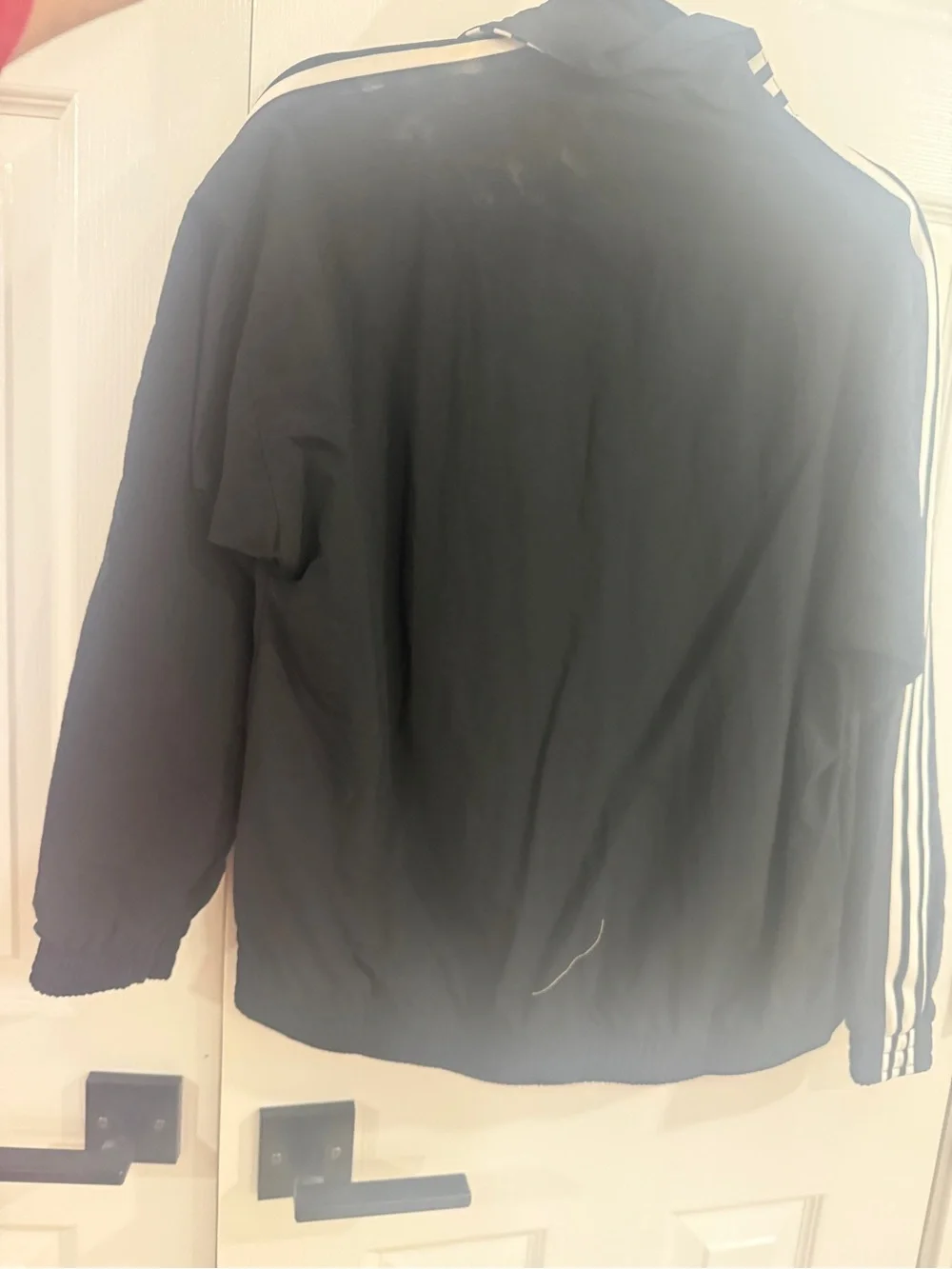 adidas Black Windbreaker Jacket with White Stripes